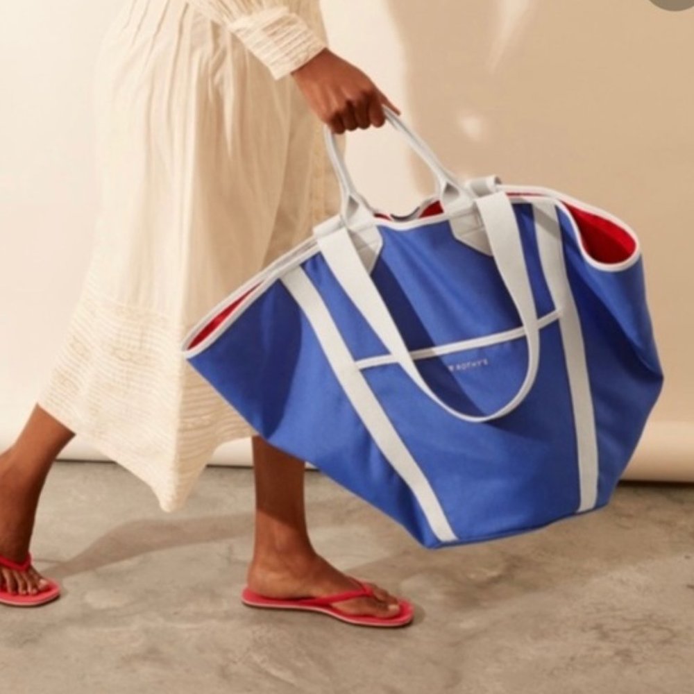 Rothy’s - Reversible Red/Blue BEACH TOTE BAG w/Dbl Handles & Shoulder Strap